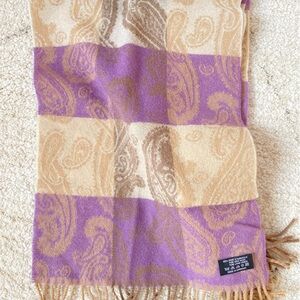 Scarf Purple Paisley 100% Wool Made in Germany